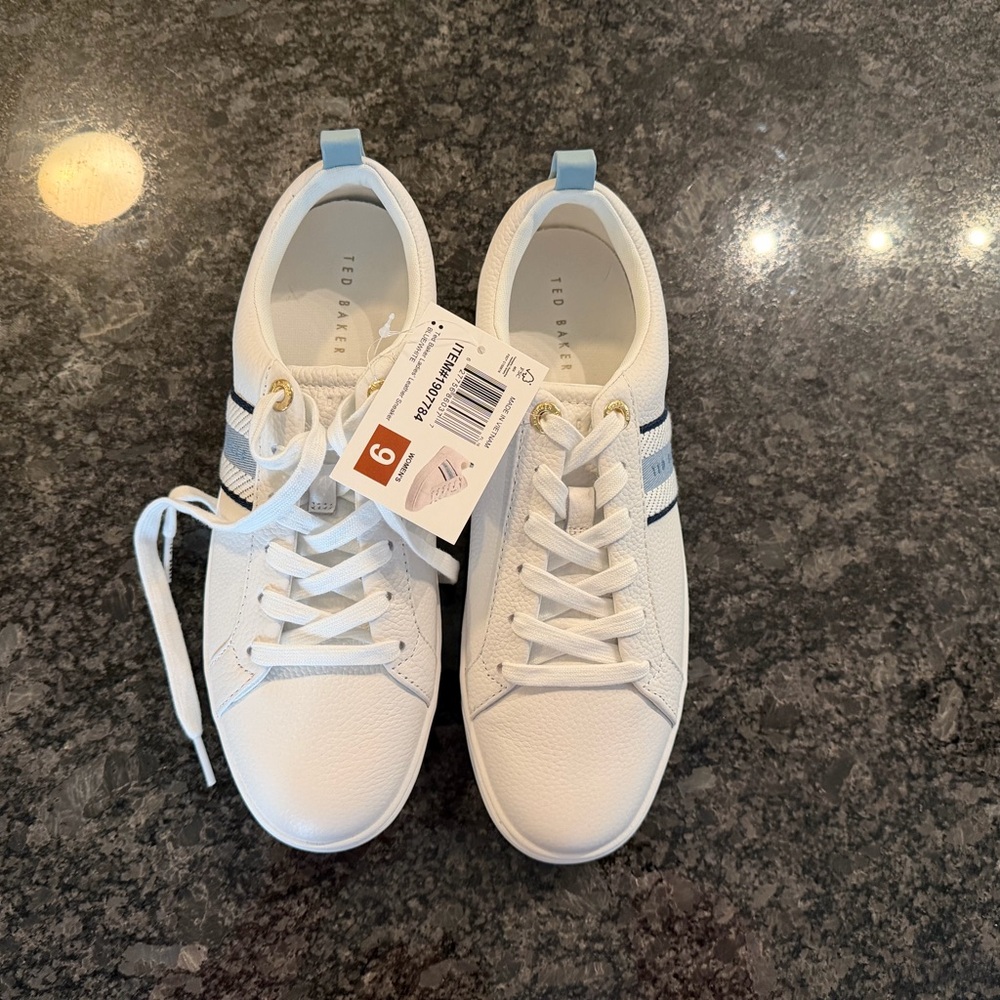 Ted Baker White Sneakers with Blue Details